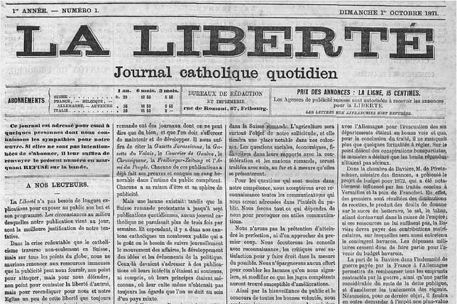 Quand «La Liberté» ne faisait que 4 pages