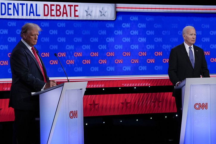 Le débat entre Donald Trump et Joe Biden est censé durer 90 minutes. © KEYSTONE/AP/Gerald Herbert